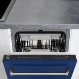 ZLINE 18" Dishwasher in Blue gloss panel, Stainless Tub, DWV-BG-18