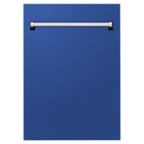 ZLINE 18" Dishwasher in Blue matt panel, Stainless Tub, DWV-BM-18