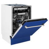 ZLINE 18" Dishwasher in Blue matt panel, Stainless Tub, DWV-BM-18