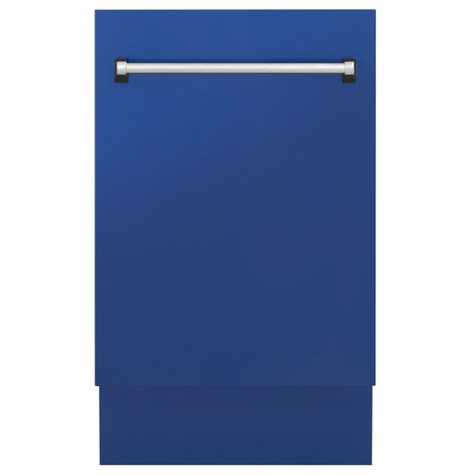 ZLINE 18" Dishwasher in Blue matt panel, Stainless Tub, DWV-BM-18