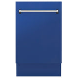 ZLINE 18" Dishwasher in Blue matt panel, Stainless Tub, DWV-BM-18