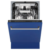ZLINE 18" Dishwasher in Blue matt panel, Stainless Tub, DWV-BM-18