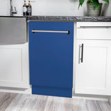 ZLINE 18" Dishwasher in Blue matt panel, Stainless Tub, DWV-BM-18
