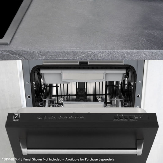 ZLINE 18" Dishwasher in Custom Panel Ready, StainlessTub, DWV-18
