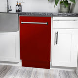 ZLINE 18" Dishwasher, Red Gloss panel, Stainless Tub, DWV-RG-18