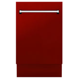 ZLINE 18" Dishwasher, Red Gloss panel, Stainless Tub, DWV-RG-18