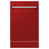 ZLINE 18" Dishwasher, Red Gloss panel, Stainless Tub, DWV-RG-18
