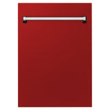 ZLINE 18" Dishwasher, Red Gloss panel, Stainless Tub, DWV-RG-18
