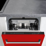 ZLINE 18" Dishwasher, Red Matt panel, Stainless Tub, DWV-RM-18