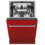 ZLINE 18" Dishwasher, Red Matt panel, Stainless Tub, DWV-RM-18