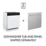 ZLINE 18" Tallac Series 3rd Rack Top Control Dishwasher in Custom Panel Ready with Stainless Steel Tub, DWV-UF-18
