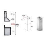ZLINE 2 Piece Chimney Extension for 10ft-12ft Ceiling, 2PCEXT-GL5i