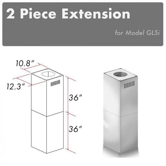 ZLINE 2 Piece Chimney Extension for 10ft-12ft Ceiling, 2PCEXT-GL5i