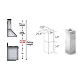 ZLINE 2 Piece Chimney Extension for 12' Ceiling, 2PCEXT-KECOM