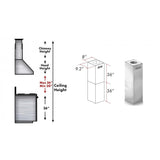 ZLINE 2 Piece Chimney Extensions for 12' Ceiling, 2PCEXT-KB/KL2/KL3