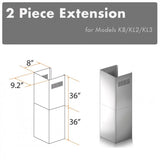 ZLINE 2 Piece Chimney Extensions for 12' Ceiling, 2PCEXT-KB/KL2/KL3
