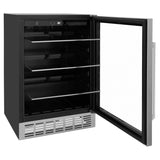 ZLINE 24" Autograph 154 Can Beverage Cooler Fridge with Adjustable Shelves in Stainless Steel with Champagne Bronze Accents RBVZ-US-24-CB