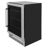 ZLINE 24" Autograph 154 Can Beverage Cooler Fridge with Adjustable Shelves in Stainless Steel with Champagne Bronze Accents RBVZ-US-24-CB