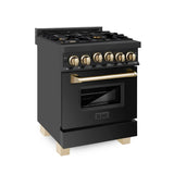 ZLINE 24" Autograph Addition Gas Range, Black stainless,RGBZ-24-G
