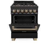 ZLINE 24" Autograph Dual Fuel Range Black Stainless, Bronze RABZ-24-CB