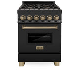 ZLINE 24" Autograph Dual Fuel Range, Black Stainless, RABZ-24-CB