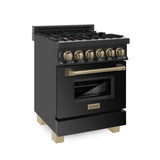 ZLINE 24" Autograph Dual Fuel Range, Black Stainless, RABZ-24-CB