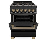 ZLINE 24" Autograph Dual Fuel Range, Black Stainless, RABZ-24-CB