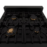 ZLINE 24" Autograph Dual Fuel Range, Black Stainless, RABZ-24-CB