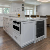 ZLINE 24" Autograph Edition 154 Can Beverage Cooler Fridge with Adjustable Shelves in Stainless Steel with Matte Black Accents RBVZ-US-24-MB