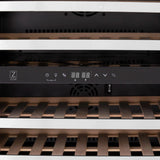 ZLINE 24" Autograph Edition Dual Zone 44-Bottle Wine Cooler in Stainless Steel with Wood Shelf and Matte Black Accents RWVZ-UD-24-MB