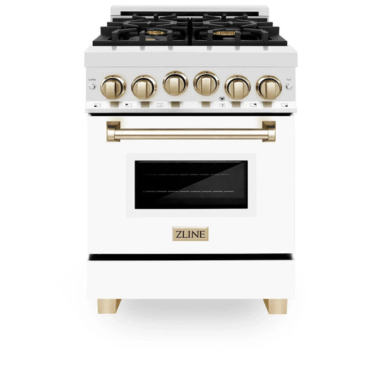 ZLINE 24" Autograph Edition, Gas Range, White Door, RGZ-WM-24-G