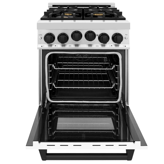 ZLINE 24" Autograph Edition, Gas Range, White Door, RGZ-WM-24-MB