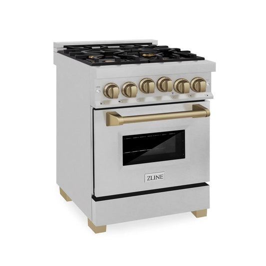 ZLINE 24" Autograph Gas Range Gas, DuraSnow, RGSZ-SN-24-CB