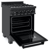 ZLINE 24" Black Stainless, Gas Burner, Electric Oven Range, RAB-24