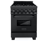 ZLINE 24" Black Stainless, Gas Burner, Electric Oven Range, RAB-24