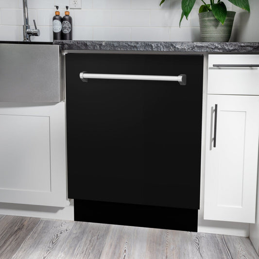 ZLINE 24" Dishwasher in Black Matte panel, Stainless Tub, DWV-BLM-24