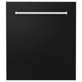 ZLINE 24" Dishwasher in Black Matte panel, Stainless Tub, DWV-BLM-24
