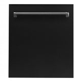ZLINE 24" Dishwasher in Black Matte, Traditional Handle, DW-BLM-24
