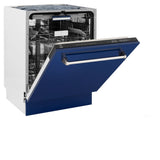 ZLINE 24" Dishwasher in Blue gloss panel, Stainless Tub, DWV-BG-24
