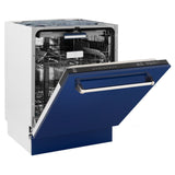 ZLINE 24" Dishwasher in Blue gloss panel, Stainless Tub, DWV-BG-24