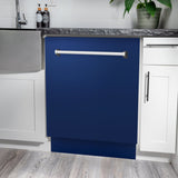 ZLINE 24" Dishwasher in Blue gloss panel, Stainless Tub, DWV-BG-24