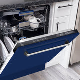 ZLINE 24" Dishwasher in Blue gloss panel, Stainless Tub, DWV-BG-24