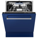 ZLINE 24" Dishwasher in Blue gloss panel, Stainless Tub, DWV-BG-24