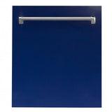 ZLINE 24" Dishwasher in Blue Gloss, Stainless Tub, Traditional Handle, DW-BG-24