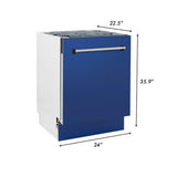 ZLINE 24" Dishwasher in Blue Matte panel, Stainless Tub, DWV-BM-24