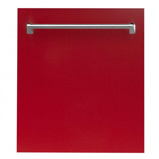 ZLINE 24" Dishwasher in Red Gloss, Stainless Tub, Traditional Handle, DW-RG-24
