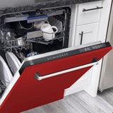 ZLINE 24" Dishwasher in Red Matt panel, Stainless Tub, DWV-RM-24