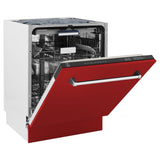 ZLINE 24" Dishwasher in Red Matt panel, Stainless Tub, DWV-RM-24