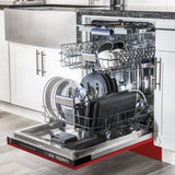 ZLINE 24" Dishwasher in Red Matt panel, Stainless Tub, DWV-RM-24