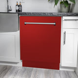 ZLINE 24" Dishwasher in Red Matt panel, Stainless Tub, DWV-RM-24